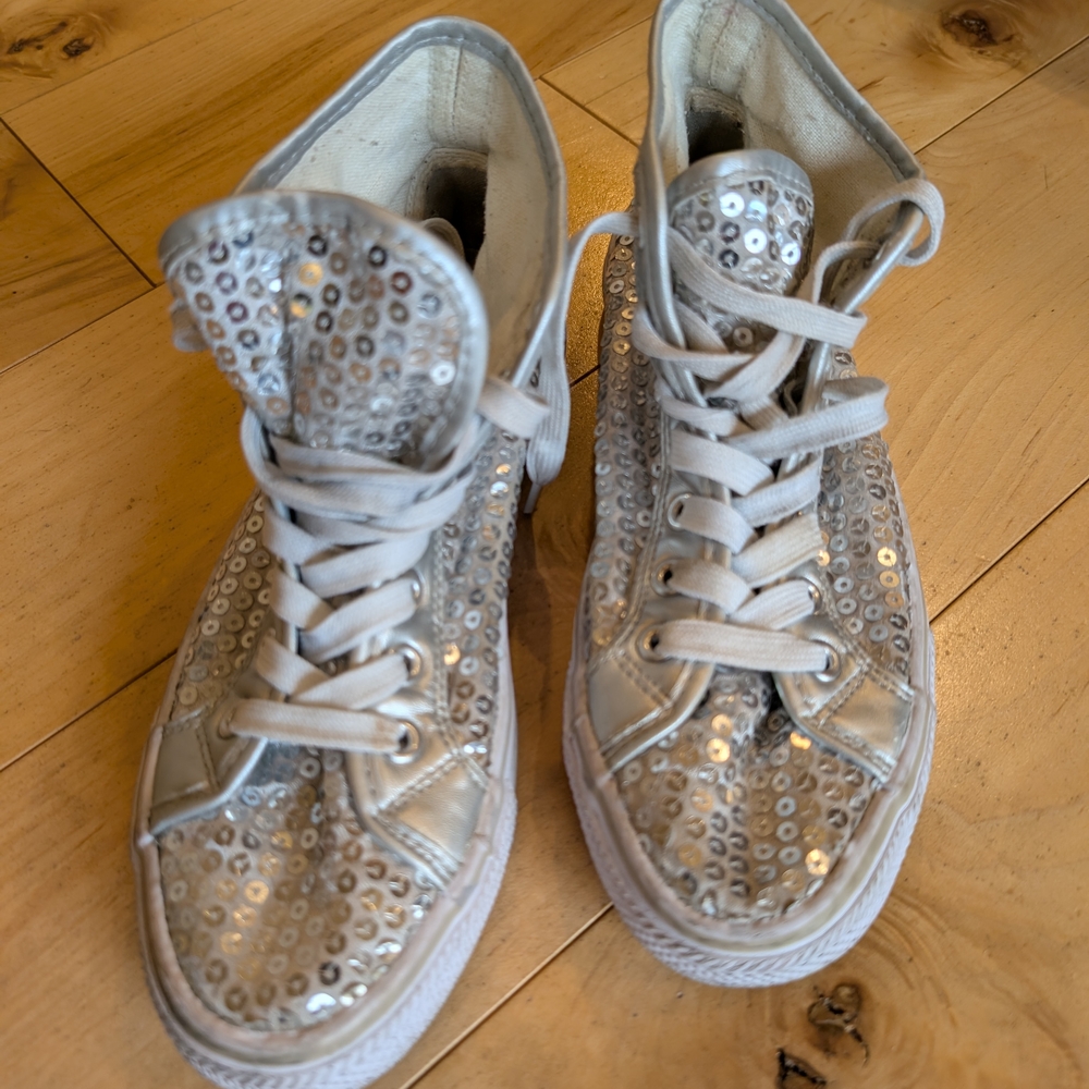 Balera Silver Sequin High-Top Sneakers